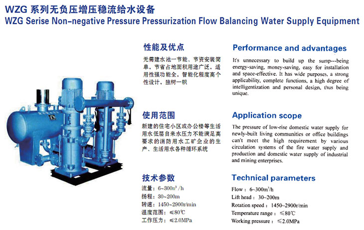 品名：wzg系列无负压增压稳流给水设备